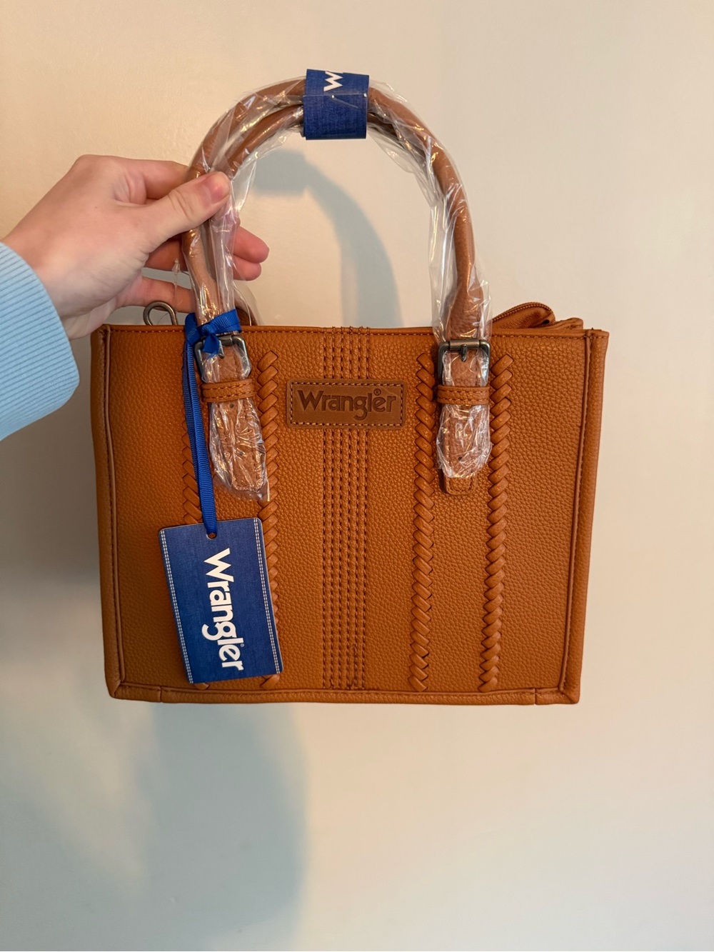 Wrangler Cognac Braided-Trim Satchel